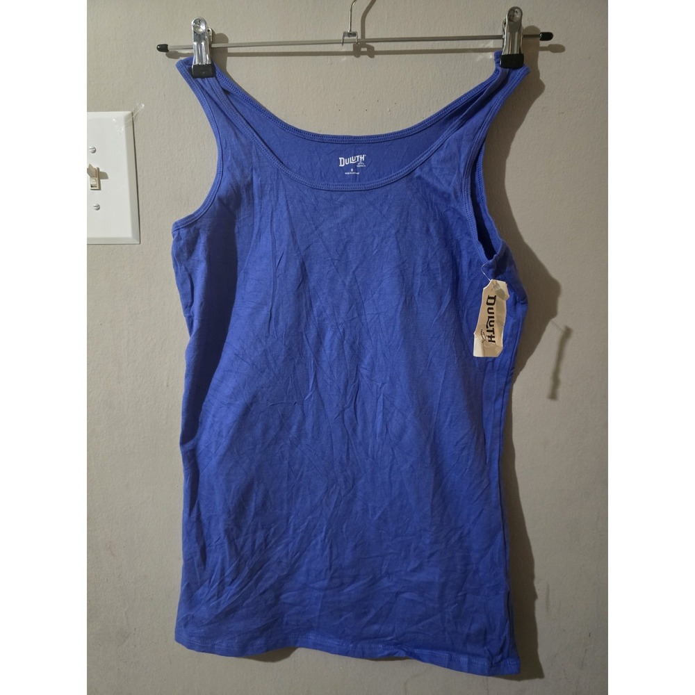 Duluth Women's Blue Scoop Neck Sleeveless Solid Tank Top Regular Size S